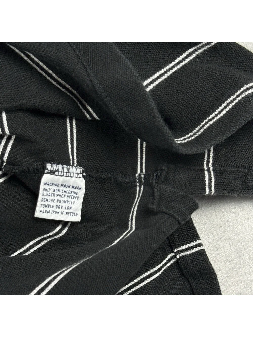 Polo Ralph Lauren Black White Stripe Rugby Polo Shirt Long Sleeve Pony Casual XL